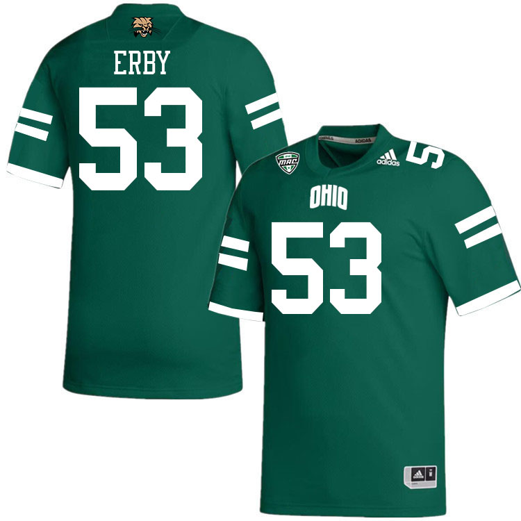 Ohio Bobcats #53 Andrew Erby College Football Jerseys Stitched-Green